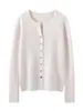 Nuevo Cárdigan de Cachemira para Mujer Otoño/Invierno 2026, Cárdigan de Punto Acanalado, Chaqueta Coreana de Manga Larga Ajustada con Botones