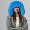Chapéus de Inverno Europeus e Americanos para Mulheres, Orelhas de Coelho Grandes de Pelúcia, Chapéus Pulôver Coloridos Lisos da Moda à Prova de Vento, Chapéus Quentes para Proteção das Orelhas