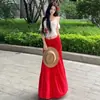 Conjunto de Top Camiseta de Verano con Hombros Descubiertos y Mangas Cortas con Falda Plisada Fruncida para Mujer Verano