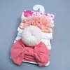 Diadema para el Cabello de Niños Europeos y Americanos Set de Colores Mixtos Donut Lazo Diadema para Bebé Tres Flores Diadema de Nylon Set de Tres Piezas