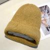 Chapéu de outono e inverno feminino de lã grossa quente chapéu de tricô cúpula cor sólida puxar chapéu versão coreana chapéu masculino gorro moderno