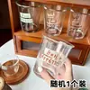 Taza de Café de Vidrio, Taza para Americano Helado, Taza de Agua para el Hogar, Alto Valor Estético, Taza para Leche Latte con Letra en Inglés, Taza para Bebidas, Copa de Vino