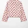 Chaqueta Casual de Moda Transfronteriza Europea y Americana para Mujer Rosa Manga Larga Estampado de Lunares Europeo y Americano Color de Imagen de Aliexpress