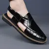 Sandalias Romanas de Boca de Pez de Verano Transfronterizas para Hombre, Sandalias de Cuero Transpirables de Talla Grande para Exteriores para Hombre, Zapatos de Playa Casuales de Talla Grande Transfronterizos