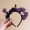 Tocado de Halloween Sombrero Mágico de Bruja Diadema Decoración de Maquillaje Diadema de Encaje Horquilla de Calabaza Accesorio para el Cabello de Fantasma