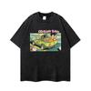 Camiseta Holgada Estilo Americano Retro Anime Vintage Desgastada Cómic Japonés Marca de Moda Camiseta Básica de Algodón Puro Unisex