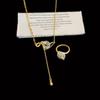 Collar con colgante y anillo con hebilla de serpiente de Ling para mujer, estilo chino, ligero, de lujo, retro, elegante, combinable con todo, cadena de lana.