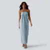 Ropa de Mujer Transfronteriza Europea y Americana Verano 2026 Nueva Moda Estilo Vacacional Color Sólido Cuello Halter Espalda Descubierta con Lazo Vestido Venta al por Mayor