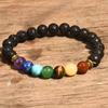 Comercio exterior nuevo yoga pulsera colorida con cuentas cristal en polvo pino blanco ojo de tigre piedra volcánica ágata roja lote