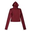 Otoño e Invierno nueva ropa europea y americana para mujer camiseta de manga larga con capucha y cuello alto forrada de polar C77037