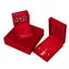 Caja de Boda Roja Calada con Tres Cajas Doradas, Caja de Empaque con Herrajes Dorados, Caja de Regalo, Caja para Anillo, Joyería, Set de Caja para Colgante