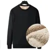 Moletom de Pelúcia de Cordeiro Masculino Bonito Versátil Sem Capuz Cinza Puro Quente Top Masculino Solto Pulôver Gola Redonda Inverno