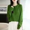 Nuevo cárdigan de punto sin costuras de una pieza para otoño, mujer, simple francés, cuello redondo, manga larga, suéter holgado, abrigo, capa base