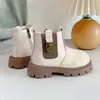 Botas tipo Martin para Niñas de 1-3-6 Años Otoño e Invierno Estilo Nuevo Estilo Británico Suela Suave Antideslizantes de Piel Botas Cortas Cálidas con Felpa para Niños