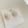 Pendientes de botón de flores estilo festivo francés Super Fairy Pendientes de borlas de cuentas hechos a mano Pendientes delgados de cara elegante Sentido avanzado