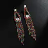Pendientes de Borla en Cascada de Pedrería Colorida Estilo Europeo y Americano Pendientes Adelgazantes de Moda para Mujeres Influencers Venta al por Mayor E637