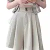 Shorts de terno de chiffon de seda gelada para mulheres, estilo fino de verão, nova coleção 2026, tamanhos grandes, cintura elástica, cintura alta, perna larga