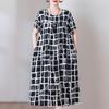 Nuevo Estilo Edad Media Estilo Occidental Madre Algodón Seda vestido Verano para Mujer Falda Larga de Algodón Artificial de Vuelo Amplio Vestido de Verano para Suegra 50 Años