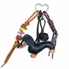 Llavero Creativo de Cuerda para Mano de Cachorro Dachshund de Cuero PU Colgante para Mochila Escolar Llavero Colgante Serie Miu para Parejas