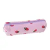 Estojo de Lápis de Grande Capacidade com Estampa Simples de Morango, Alto Valor Estético, Bolsa Fofa para Armazenamento de Material Escolar para Meninas e Estudantes