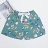 Fornecimento Direto da Fábrica Shorts de Algodão e Seda Feminino Verão Finos Florais Japoneses Caimento Elástico na Cintura Pijama Algodão Artificial Calça Única