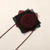 Original~Retrô Escuro Sexy Cacheado Renda Brilhante Seda Rosa Colar DIY Artesanal Acessórios de Colar de Renda
