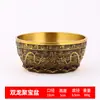 Latón Dragón Doble Cuenco del Tesoro Adorno Cobre Recipiente de Arroz Olla Sólida Hogar Sala de Estar Dragón Doble Jugando con Perla Artesanía Adorno