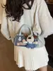 Bolso Boston de Mezclilla con Cachorro de Dibujos Animados para el Trabajo y los Viajes, Bolso Almohada Elegante y de Moda, Bolso Cruzado de Alto Valor para Niñas