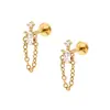 Piercing para labio F136 triangular de zirconia grande, todo titanio; piercing para tragus pequeño, para nariz, aleación de titanio G23