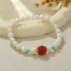 Pulseira de Ágata e Pérola de Água Doce Natural Pulseira de Cristal Elástica Design Original de Fábrica Joias para Atacado