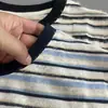 Estilo perezoso a rayas manga larga otoño nuevo transpirable bloques de color diario camiseta mujer cuello redondo holgado versátil adelgazante top