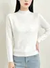 Andy Veludo Trabalho Pesado Letra Strass Estampagem a Quente Camada Interna Camiseta Base Feminina 2026 Outono Novo Estilo Gola Semi Alta Malha Alta Elasticidade Camisa Feminina