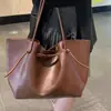Bolso de mano retro otoño/invierno, gran capacidad, piel sintética, adecuado para el uso diario, bolso de hombro elegante con diseño de correa de amarre