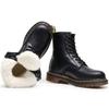 Lana Real Aipeden 1460 Botas de Motocicleta para Mujer Botas Cortas Clásicas de Cuero Suave para Hombre y Mujer Botas de Cuero Genuino Puntera Redonda Tendencia