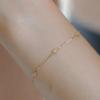 Pulsera de estilo japonés S925 con diamantes incrustados en oro de 14 quilates para mujer, tres pequeños amores, cadena sencilla, ligera, de lujo, versátil y lisa.