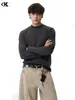 Camiseta de Manga Larga de Color Sólido Estilo Retro Americano 11Kn para Hombres y Mujeres, Algodón Puro, Estilo Básico, Cuello Redondo Moderno, Top Casual Holgado