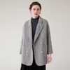 Nuevo Abrigo de Lana 100% Doble Cara Otoño/Invierno para Mujer, Talla Petite, Longitud Media, Doble Botonadura, Corte Holgado, Chaqueta con Cuello de Solapa