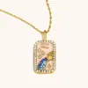 Moda Clásica Versátil Transfronteriza Europea y Americana Colgante Acero Inoxidable Chapado en 18K Goteo de Aceite Diamante Completo Constelación Cuadrado Colorido Collar