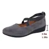 Zapatos de suela blanda con tacones de cuña versátiles y cómodos, adecuados para ir al trabajo en primavera y verano, negros 2025 de corte bajo para mujer con tira cruzada de gamuza gris