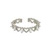 Anillo de circonita cúbica con forma de corazón hueco, chapado en oro auténtico, para mujer, ligero, de lujo, combina con todo, de moda, diseño de nicho de alta gama, anillo abierto