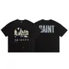 San Miguel Americano Vintage Desgastado Lavado Retro Camiseta de Verano Holgada de Manga Corta para Hombre y Mujer Marca de Moda