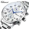 Reloj Multifuncional con Cronógrafo para Hombre CHENXI Anillo de Velocidad de Carreras Calendario Correa de Acero Reloj de Cuarzo Reloj Impermeable para Hombre