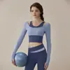 Conjunto de Yoga para Mujer Nuevo Bloque de Color Cintura Pantalones de Yoga Falso Dos Piezas Manga Larga Superior Profesional Pilates Ropa de Fitness Otoño