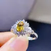 Suministro en Vivo de Accesorios de Joyería para Compromiso de Mujer con Diamante Plata 925 Incrustada Piedra Preciosa de Color Natural Anillo de Citrina para Mujer