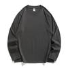 Camiseta de Manga Larga para Hombre de Algodón Puro 210g, Capa Base de Invierno con Forro de Felpa, Absorbe la Humedad, Estilo Japonés, Color Sólido, Cuello Redondo, Ropa Interior para Hombre