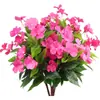 Planta Bonsái de Flor Impatiens Simulada de 7 Puntas Planta Única Exterior Ingeniería Flor Falsa Azalea Simulada Decoración del Hogar