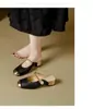 2026 Verão Novo Estilo Estilo Chinês Elemento Han Versátil Francês Salto Grosso Bico Quadrado Bloco de Cores Baixo Cobertura Parcial da Cabeça Chinelos Femininos