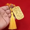 Ano do Cavalo, Enfeite de Carro para Sucesso Instantâneo, Medalhão da Sorte em Metal Dourado com Borla, Acessório de Decoração para Interior de Carro Presente