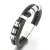 Comercio Electrónico Transfronterizo Nuevo Producto Cuerda de Cuero Vacuno Cuerda de Cuero Trenzado Multicapa Acero Inoxidable Pulsera para Hombre Pulsera de Acero de Titanio Moda Europea y Americana