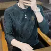 Moletom de gola redonda transfronteiriço para homens, camiseta de manga comprida jacquard de inverno, camiseta básica masculina, moletom versátil para outono e inverno 2026